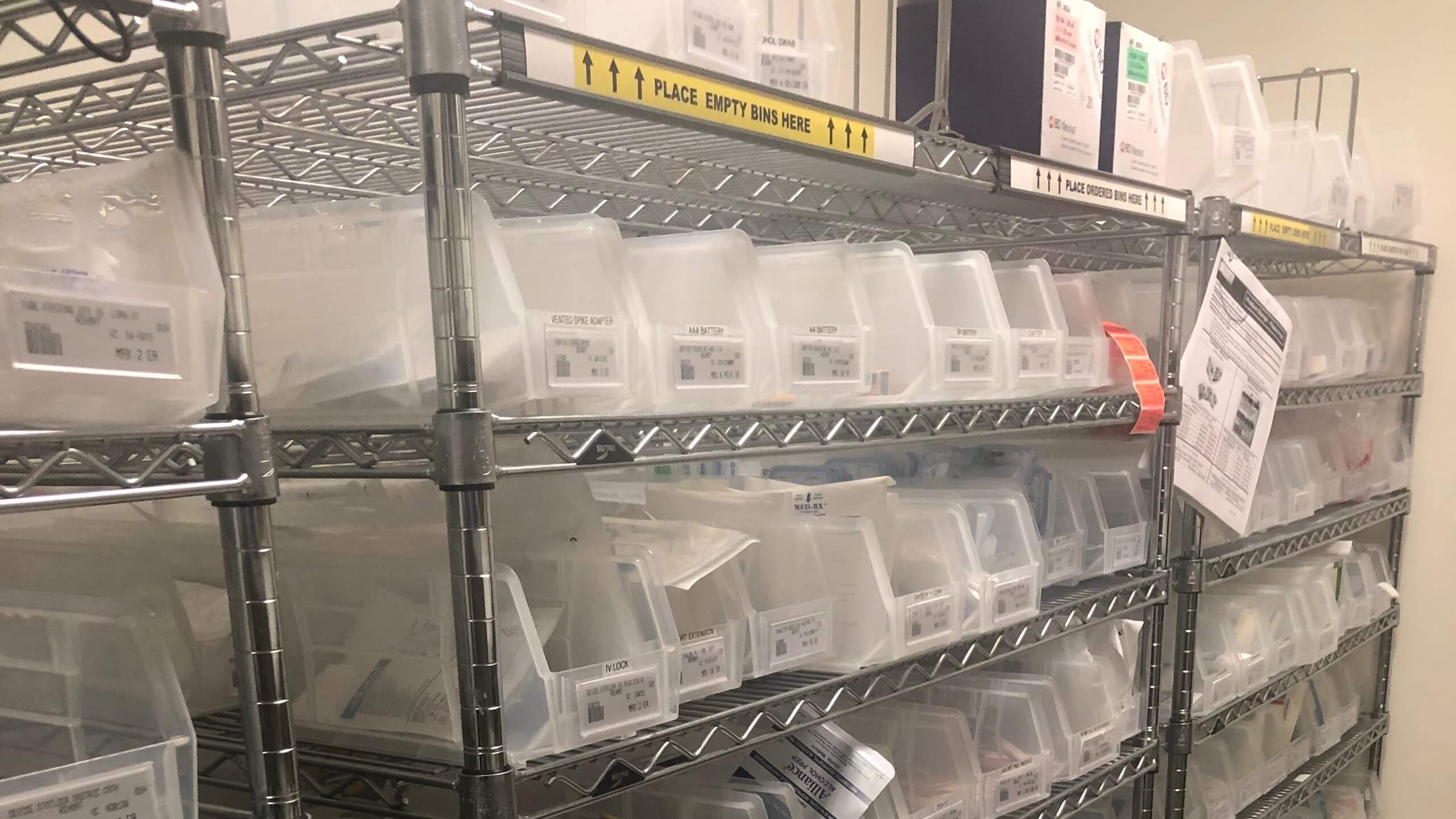 Medical Storage Solutions on a Budget - chrome shelving