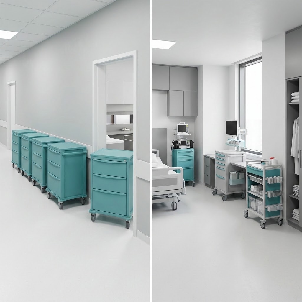 nuances between standardizing medical carts and storage or not
